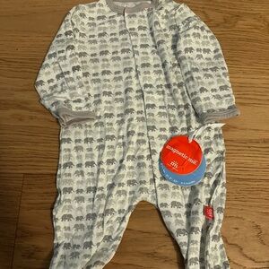 Magnetic Me Elephant Patterned Footie in Gray